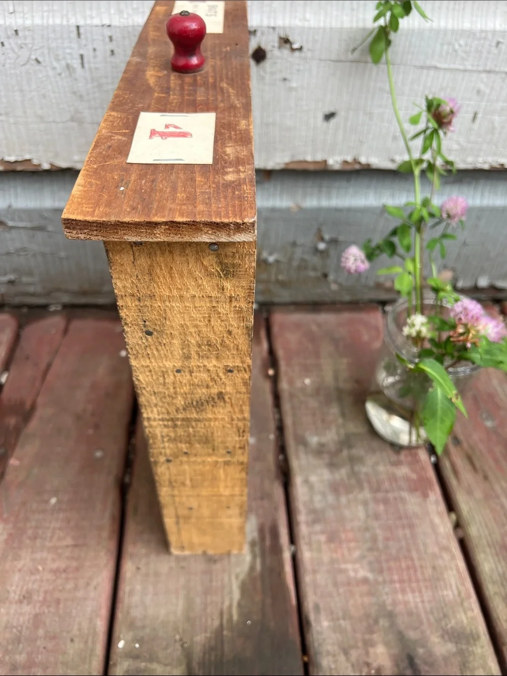 Vintage Handmade letterpress style Wooden Wall Shelf with Red Knob